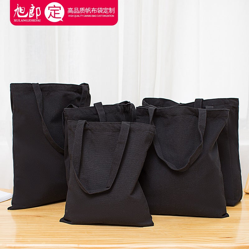Canvas Bag Printing Black Blank Canvas Bag Logo Shopping Bag Women'S Single Shoulder Cotton Large Capacity Printing - Image 4